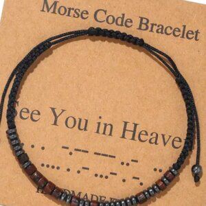 "SEE YOU IN HEAVEN" Morse Code Bracelets w/Adjustable String Inspirational